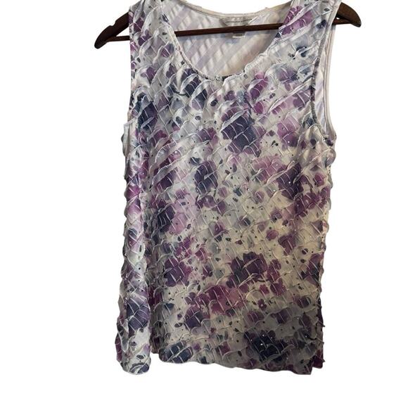 Christopher & Banks Sleeveless Textured Tops Bundle Size M Multicolor Watercolor - Picture 4 of 8